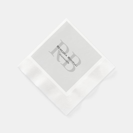 Moderner Gray Monogram Manager Add Name Initials h Serviette (Ecke)