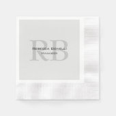 Moderner Gray Monogram Manager Add Name Initials h Serviette (Vorderseite)