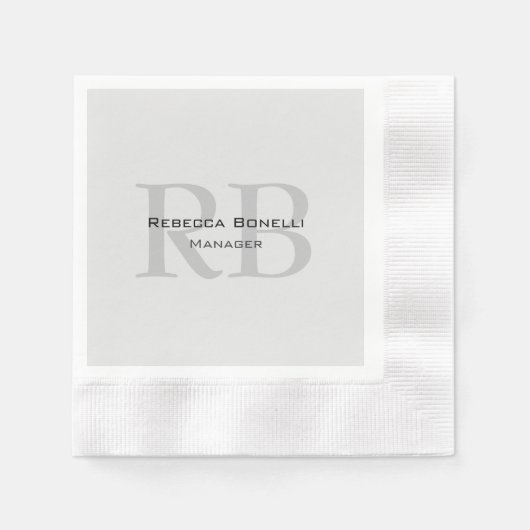 Moderner Gray Monogram Manager Add Name Initials h Serviette (Vorderseite)