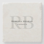 Moderner Gray Monogram Manager Add Name Initials h Steinuntersetzer (Vorderseite)