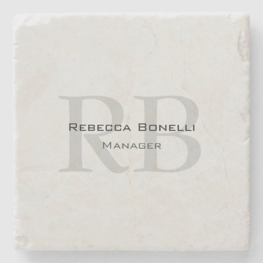 Moderner Gray Monogram Manager Add Name Initials h Steinuntersetzer (Vorderseite)