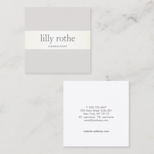 Moderner Gray Taupe Streifen Beruflicher Platz Quadratische Visitenkarte (Vorne/Hinten)