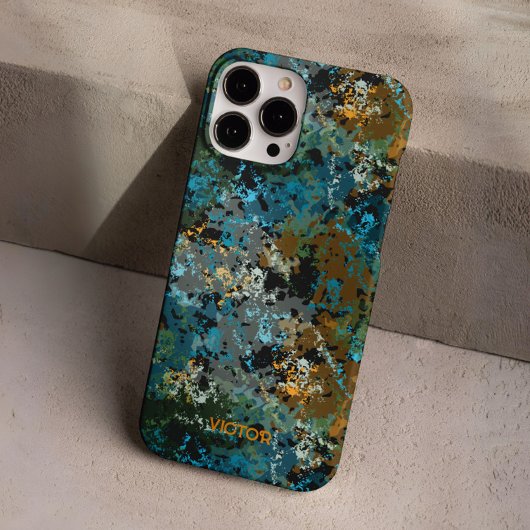 Moderner Green Blue Camouflage Army Masculine Indi Case-Mate iPhone Hülle