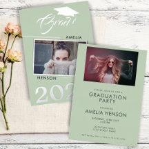 Moderner Green Graduate 2 Foto Abschluss Silver