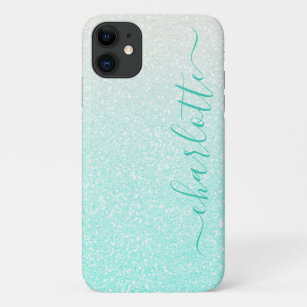Moderner Green Ombre Glitzer Girly Chic Personalis Case-Mate iPhone Hülle