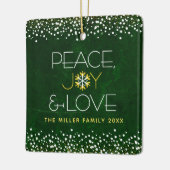 Moderner Green Snowflake Peace Joy Liebe Individue Keramikornament (Links)