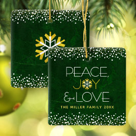 Moderner Green Snowflake Peace Joy Liebe Individue Keramikornament