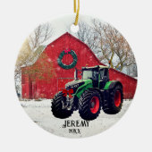 Moderner Green Traktor "Christmas 20XX" Keramik Ornament (Vorne)