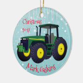 Moderner Green Traktor "Christmas 20XX" Keramik Ornament (Links)