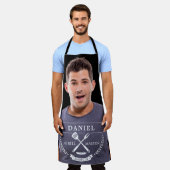 Moderner Grillmeister Name Instagram Foto Männer Schürze (Getragen)