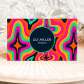 Moderner Groovy farbiger Retro-Regenbogen Abstrakt Visitenkarte