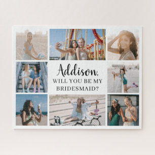 Moderner großer 8-Foto Collage Bridesmaid-Vorschla Puzzle