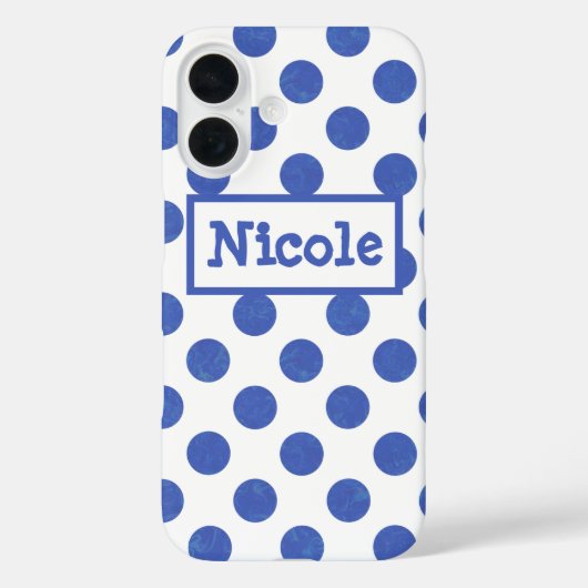 Moderner großer Blue-Polka-Dot Case-Mate iPhone Hülle (Rückseite)