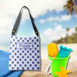 Moderner großer Blue Polka Dot Tragetaschen Mit Langen Trägern