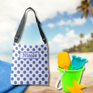 Moderner großer Blue Polka Dot Tragetaschen Mit Langen Trägern