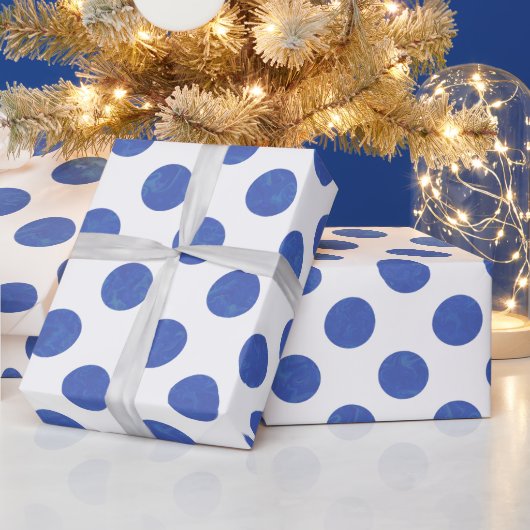 Moderner großer Blue Textured Polka Dot Geschenkpapier (Feiertage)