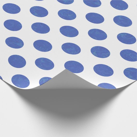 Moderner großer Blue Textured Polka Dot Geschenkpapier (Ecke)