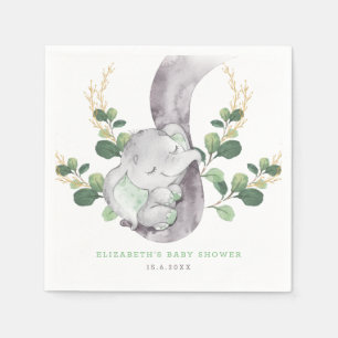 Moderner Grün-Baby-Elefant-grünes Goldgarten Serviette