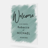 Moderner, grün gestrichener Hochzeitsempfang Acrylschild (Winkel)