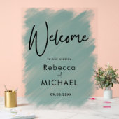 Moderner, grün gestrichener Hochzeitsempfang Acrylschild (Hochzeit)