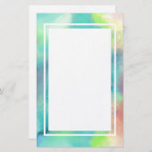 Moderner Grün- und Blauer Nebel Wasserfarbe Briefpapier (Vorne/Hinten)