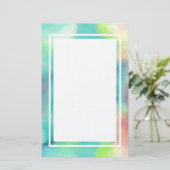 Moderner Grün- und Blauer Nebel Wasserfarbe Briefpapier (Stehend Vorderseite)