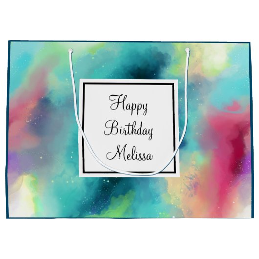 Moderner Grün- und Rothalsnebel Große Geschenktüte (Rückseite)