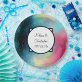 Moderner Grün- und Rothalsnebel Pappteller (Party)