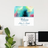 Moderner Grün- und Rothalsnebel Poster (Heimbüro)