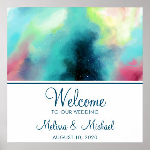 Moderner Grün- und Rothalsnebel Poster