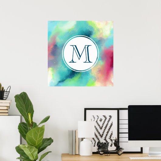 Moderner Grün- und Rothalsnebel Poster (Heimbüro)