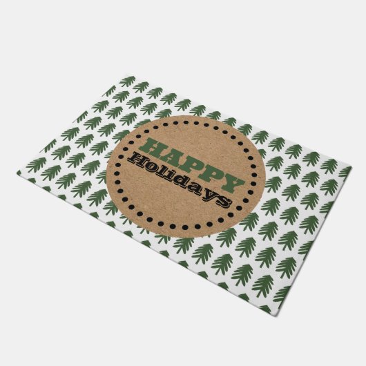 Moderner Grün-Weiß-Weihnachtsbaum Fußmatte (Schrägansicht)