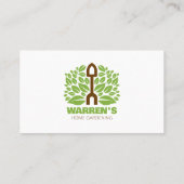 Moderner Grünbraun-Gartenbaummäher mit Rasenmäher Visitenkarte (Rückseite)