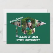 Moderner grüner Abschluss Form Foto Collage Party Einladung (Vorderseite)