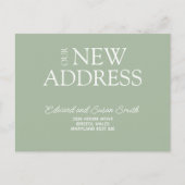 Moderner grüner Adresskartenwechsel - Wir haben un Ankündigungspostkarte (Vorderseite)