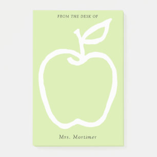 Moderner grüner Apple-Lehrer Von der Schreibtisch  Post-it Klebezettel
