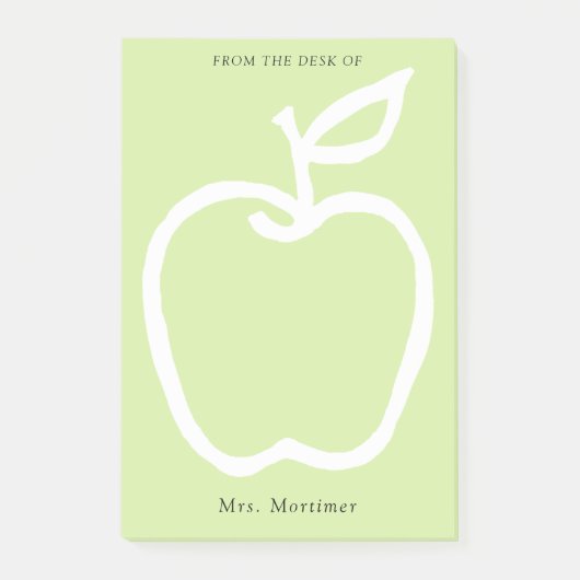 Moderner grüner Apple-Lehrer Von der Schreibtisch Post-it Klebezettel (Vorderseite)