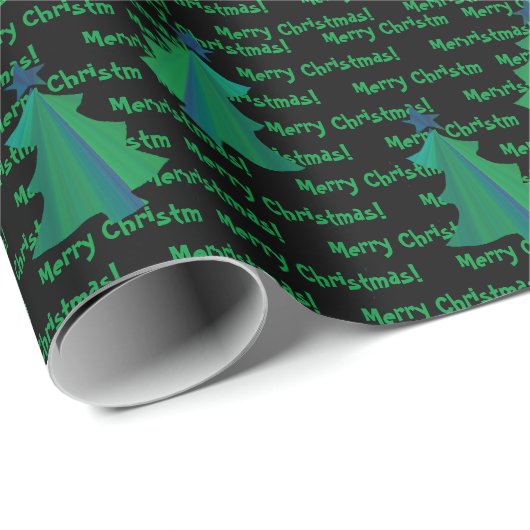 Moderner Grüner Blauer Weihnachtsbaum Geschenkpapier (Rolleneckpunkt)