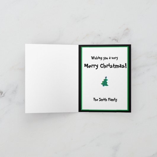 Moderner Grüner Blauer Weihnachtsbaum Karte (Innenseite)