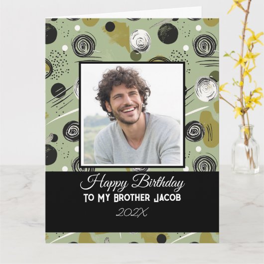 Moderner Grüner Boho-Abstrakter Bruder-Geburtstag Karte (Gelbe Blume)