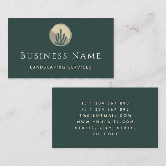 Moderner Grüner Boho Pflanze Yard Landscaping Gree Visitenkarte (Vorne/Hinten)
