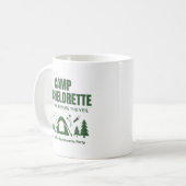 Moderner grüner Camping Junggesellinnenabschied Wo Kaffeetasse (Vorderseite Links)
