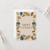 Moderner Grüner Erntedank Border Birthday Karte (Vorderseite/Rückseite Beispiel)