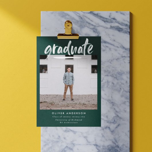 Moderner grüner Foto mit stilvollem Abschluss Einladung