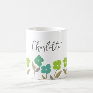 Moderner Grüner Frühling Blumenblüten Individuelle Kaffeetasse