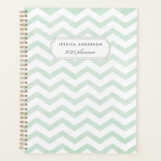Moderner, grüner geometrischer Musterplaner Planer (Vorderseite)