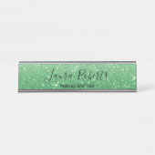 Moderner grüner Glitzer Schreibtischnamensplakette (Vorderseite )