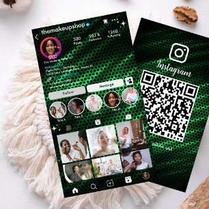 Moderner grüner Honigwaben Instagram QR Visitenkarte