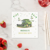Moderner grüner Landwirtstraktor 3. Geburtstag Serviette (Beispiel)