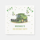 Moderner grüner Landwirtstraktor 3. Geburtstag Serviette (Vorderseite)